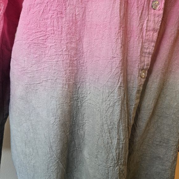Pink and Gray Ombre Button-Up Shirt - Picture 3 of 7